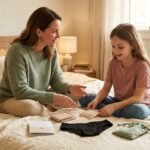 Period products for girls — pads, tampons, cups and period underwear flat lay